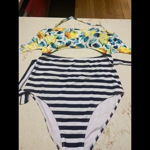 Cupshe monokini with stripes and lemon print!